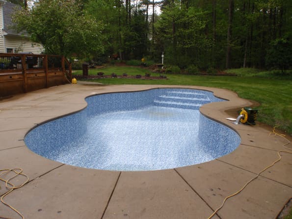 A pool in Garner with a new vinyl liner